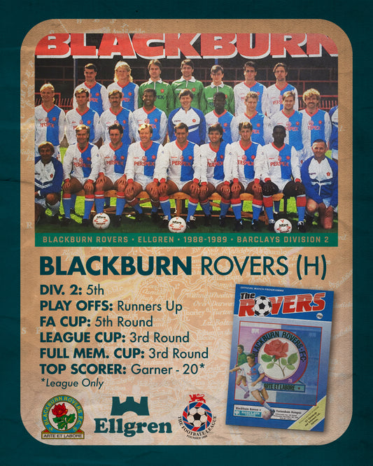 Blackburn Rovers Home Football Shirt (H) | 1988-1989 | Ellgren | Men's | M 36"