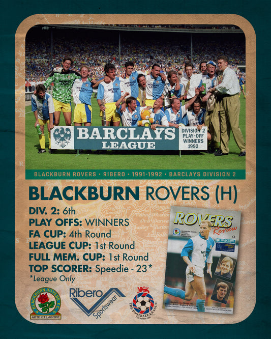 Blackburn Rovers Home Football Shirt (H) | 1991-1992 | Ribero | Men's | M 38"