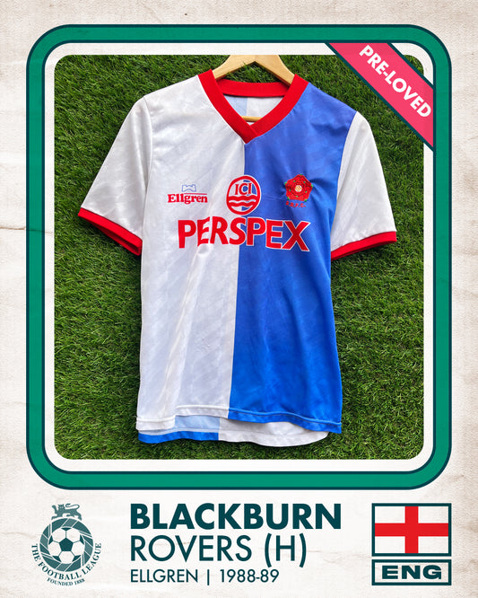 Blackburn Rovers Home Football Shirt (H) | 1988-1989 | Ellgren | Men's | M 36"