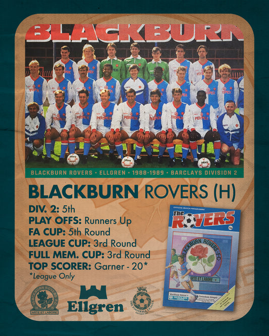 Blackburn Rovers Home Football Shirt (H) | 1988-1989 | Ellgren | Men's | M 36"