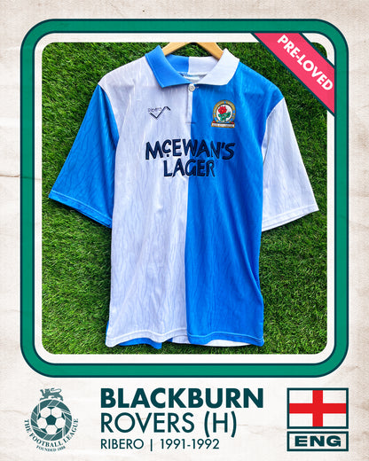 Blackburn Rovers Home Football Shirt (H) | 1991-1992 | Ribero | Men's | M 38"
