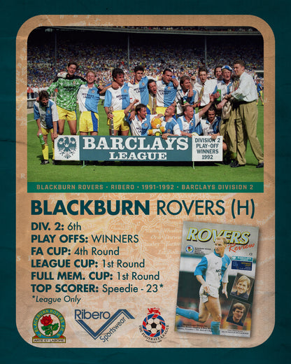 Blackburn Rovers Home Football Shirt (H) | 1991-1992 | Ribero | Men's | M 38"