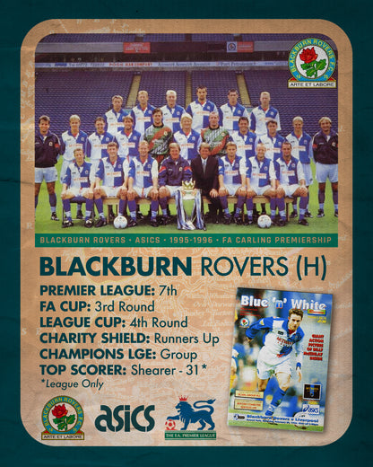Blackburn Rovers Home Football Shirt (H) | 1995-1996 | Asics | Men's | M 40"