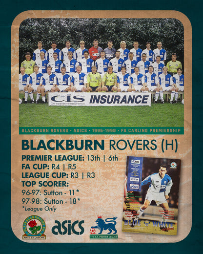 Blackburn Rovers Home Football Shirt (H) | 1996-1998 | Asics | Men's | M 40"