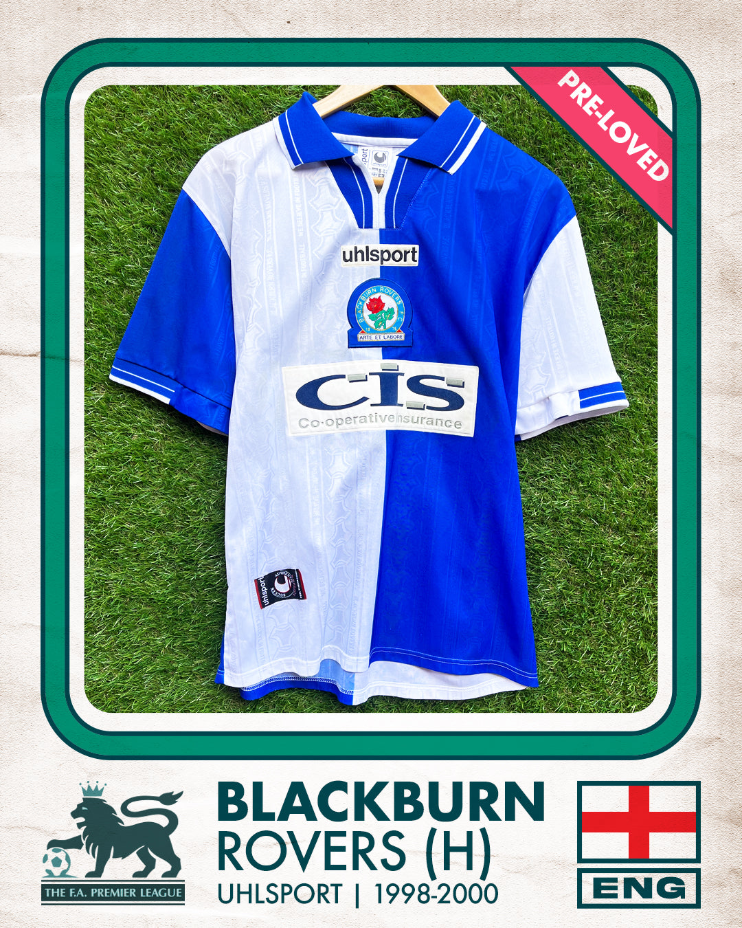Blackburn Rovers Home Football Shirt (H) | 1998-2000 | Uhlsport | Men's | M 40"